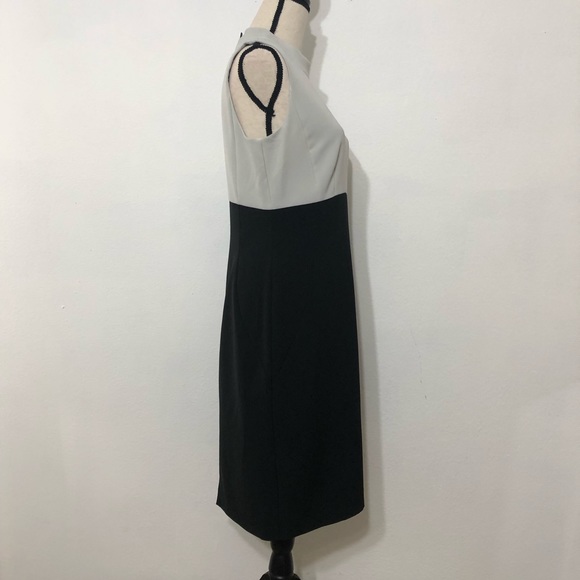 Halogen light Gray and Black Colorblock Mock Neck Sheath Dress Size 4 - Picture 6 of 9
